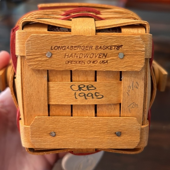 Longaberger Sweetheart Mini Basket with Red and White Stripped Lining - Picture 8 of 8